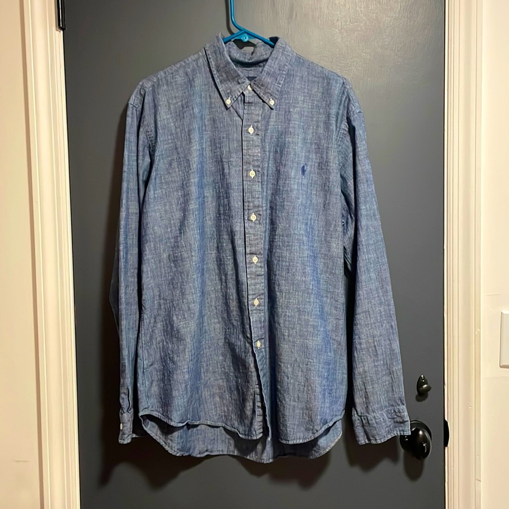 Ralph Lauren Custom Fit ( XL / TG ) dark blue chambray shirt